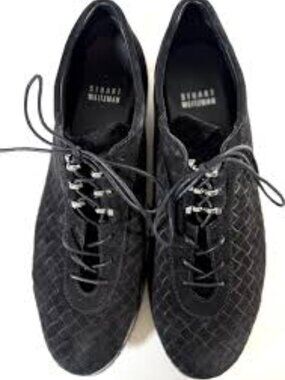 Mens Stuart Weitzman Black Relay Suede Sneaker/Shoes Size 9.5